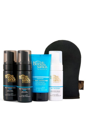 Starter Bundle Containing x2 Dark Self-Tanning Foam, Everyday Gradual Tan, Self-Tan Eraser Travel Size & Application Mitt