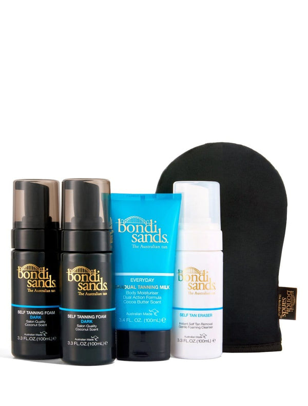 Starter Bundle Containing x2 Dark Self-Tanning Foam, Everyday Gradual Tan, Self-Tan Eraser Travel Size & Application Mitt